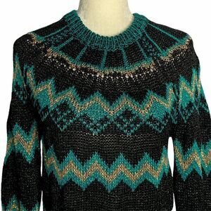 Nude Brand Metallic Loose Knit Pullover Sweater S